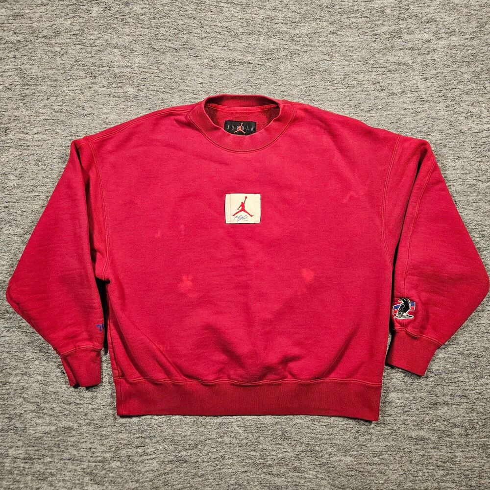 AIR JORDAN X TWO 18 Collab Crewneck Sweatshirt Red Maroon Logo Sz Medium